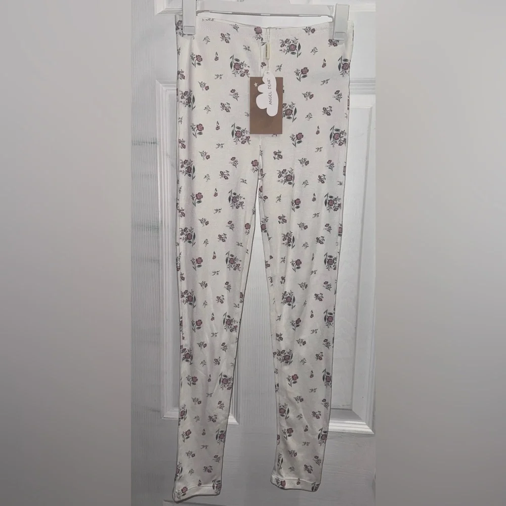 Angel Dear Girls Floral Ribbed Leggings Size 8 Modal NWT